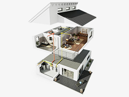 Diffusions-Luftbefeuchter in einem Einfamilienhaus